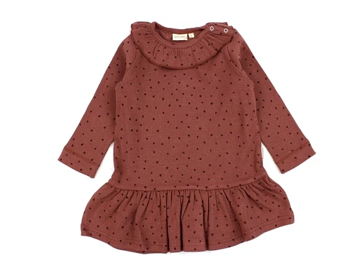 Petit Piao berry dust/dark red dot frill kjole